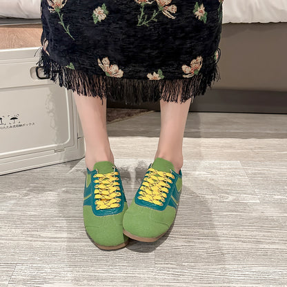 Shoes for Women 2025 Spring Autumn New Genuine Leather Ladies Moral Training Vulcanized shoes Retro Casual Flat Women's Sneakers