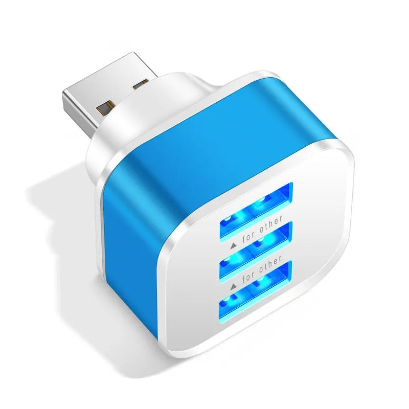 3 Port USB Slots Adaptor USB 3 in 1 2.0 Multple USB Interface Extender Auto Electronics Accessories