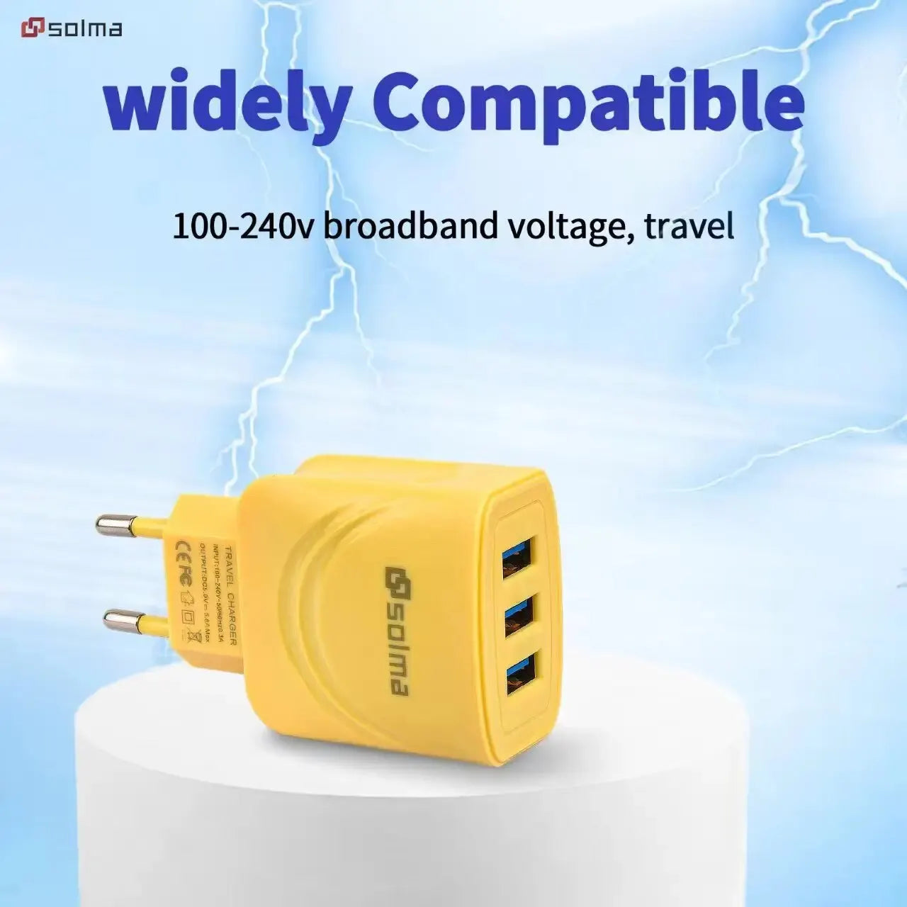 EU Plug 3 Ports USB Charger Charge For Mobile Phone Plug Charging Adapter Portable Wall Mobile Charger