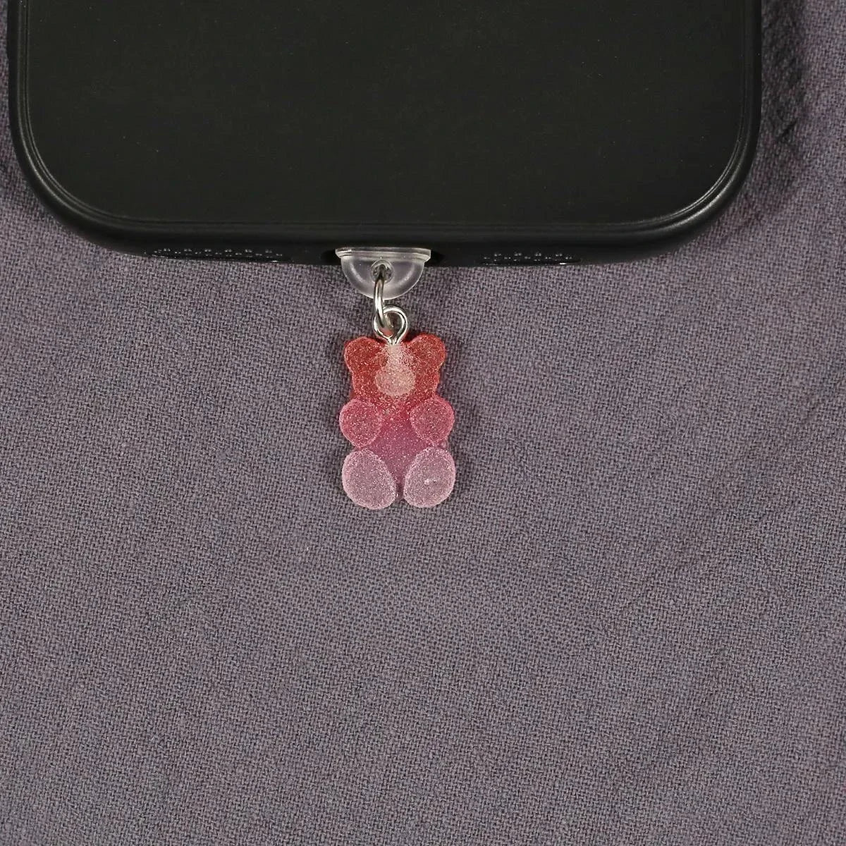 Mobile Phone Dust Plug Cute Cartoon Matte Bear Phone Pendant Decorative Accessories Red Blue Gradient Mobilephone Dust Plug