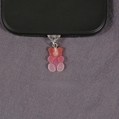Mobile Phone Dust Plug Cute Cartoon Matte Bear Phone Pendant Decorative Accessories Red Blue Gradient Mobilephone Dust Plug