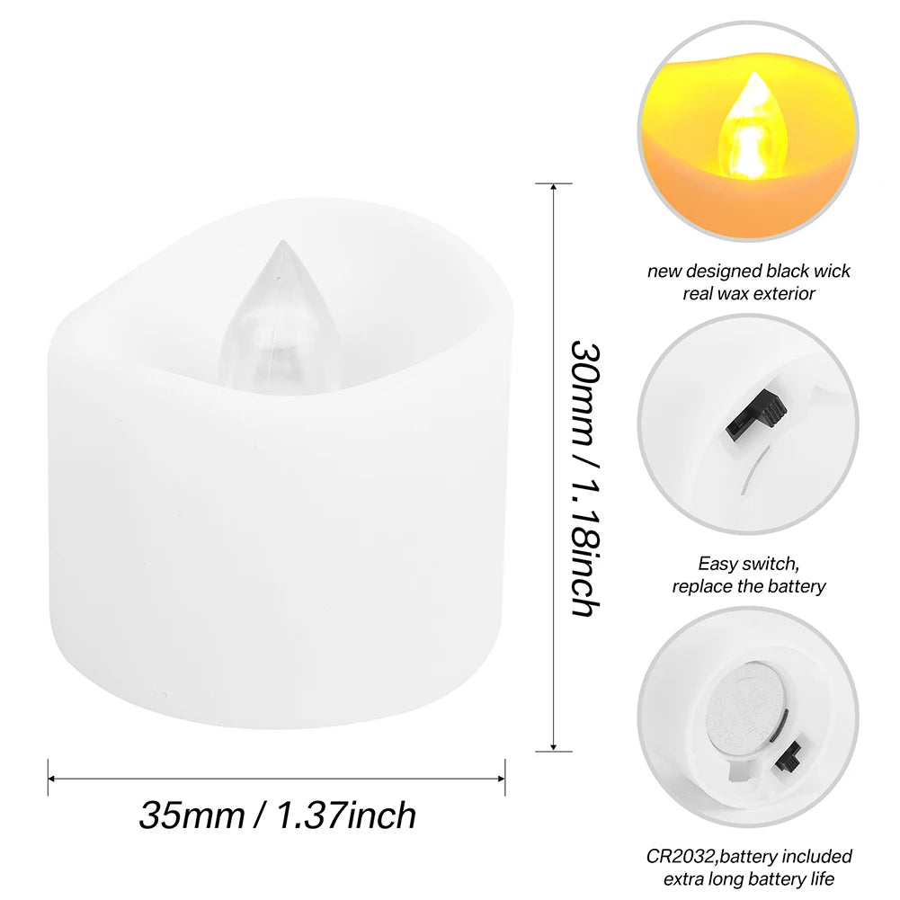 12/24Pcs Flameless LED Candle Battery Operated Flickering Candle For Home Christmas Party Wedding Decoration Tealight Candles