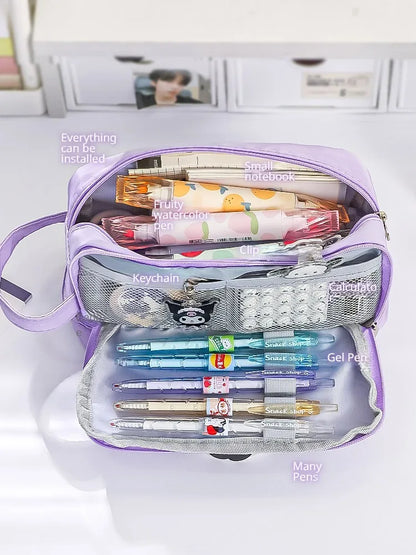 Pencil Bag for School Students with Large Capacity Multi-functional Pen Case Macaron Color Matching Cute Pencil Case