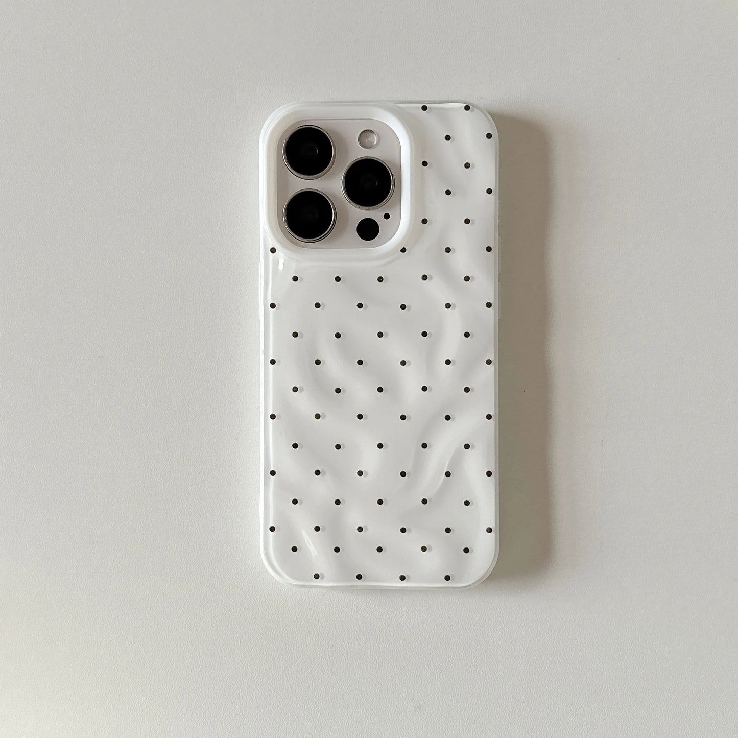 Korean ins Simple Full Screen Wave Point Wrinkles Phone Case for iPhone 16 15 14 13 Pro Max Back Cover Fund