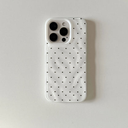 Korean ins Simple Full Screen Wave Point Wrinkles Phone Case for iPhone 16 15 14 13 Pro Max Back Cover Fund