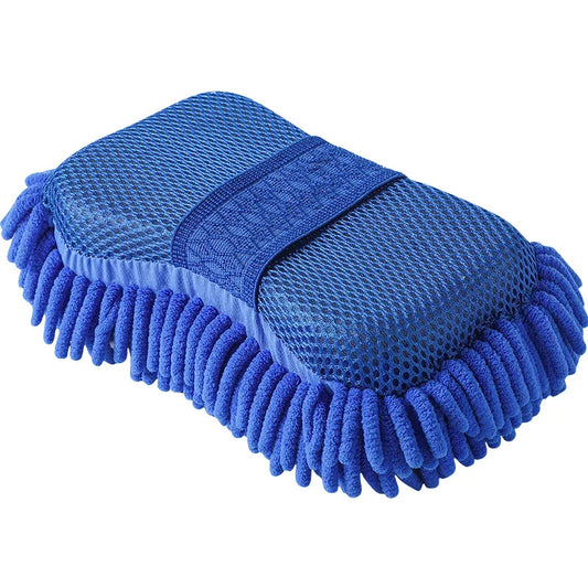 1Pc Blue Microfiber Chenille Car Wash Sponge Care Washing Brush Pad Cleaning Tool Auto Washing Towel Gloves Styling Accessories