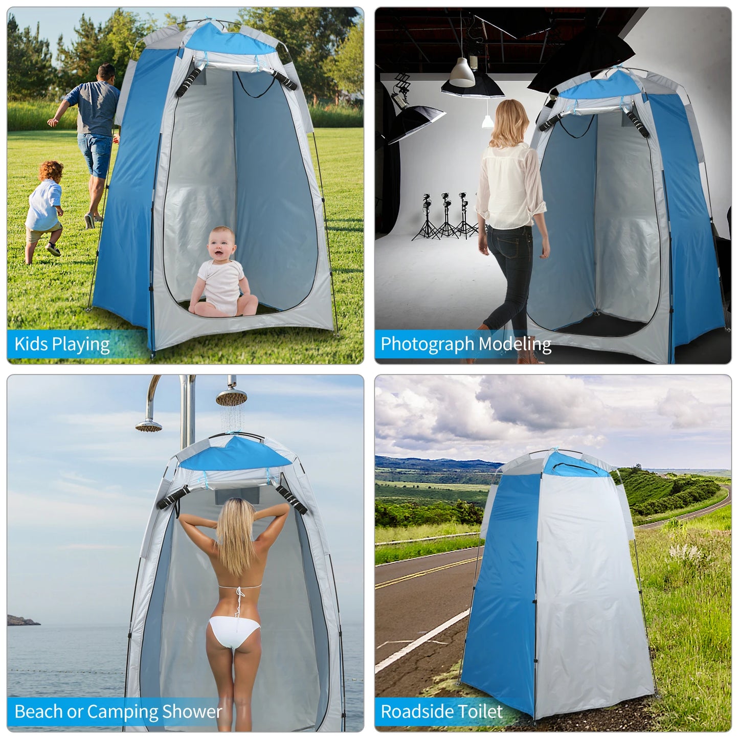 Portable Beach Shower Toilet Changing Tent Sun Rain Shelter Privacy Shelter Tent with Window for Outdoor Camping Bathroom
