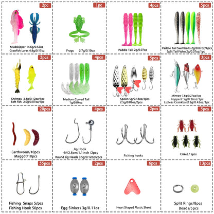 Fishing 83/133/193/239/409pcs Fishing Lure Kit For Trout/Pike/Bass Multi-Lure Fishing Set Layered Tackle Pro Gear Tackle Box