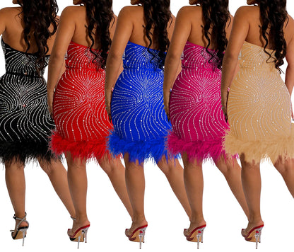 Sparkly Diamonds Elegant Dress Women For Wedding Party Cocktail Prom Dress Rhinestone Sheer Mesh Sexy Formal Evening Dresses