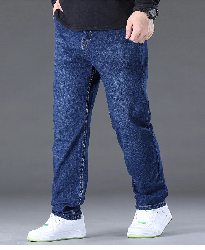 Men Light Luxury Elastic force loose Fit Pants Comfortable Soft Business Fashion ventilate Casual Denim Trousers Male Clothing