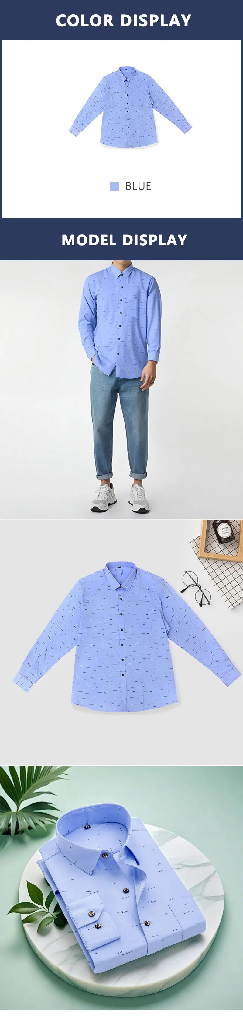 2025 Spring and Summer New Male Trend Fashion Print Business High Luxury Long Sleeve Shirt Korean Version Slim-fit Lapel Dress