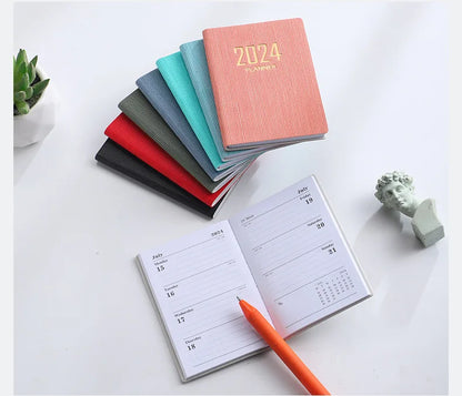 365-Day 2025 Portable A7 Pocket Planner Pu Cover Daily Weekly Schedule Notebook Calendar Journal School Office Supplies Agenda
