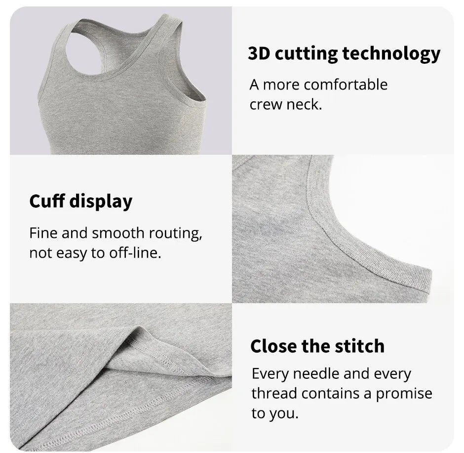 1/3/5 Piece Men's Cotton Sports Skinny Vest Teenagers Leisure Joker Sleeveless T Men's Fitness Training Simple Top