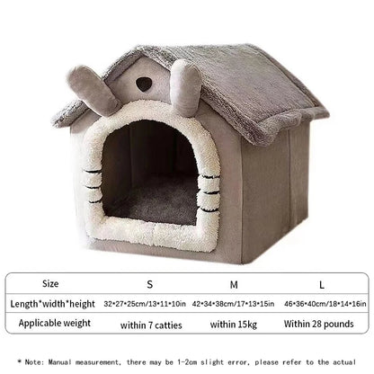 Indoor Warm Dog House Soft Pet Bed Tent House Dog Kennel Cat Bed with Removable Cushion Suitable for Small Medium Large Pets Ind