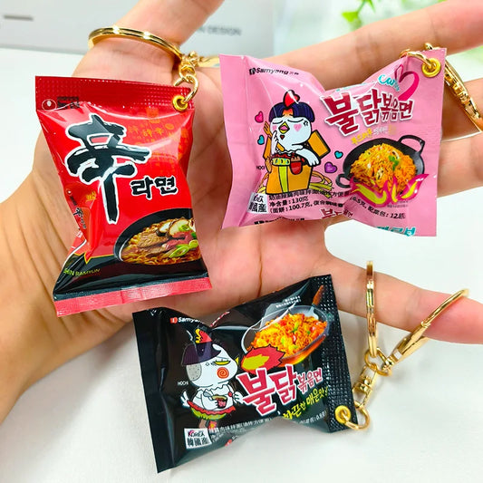 Yupsk Simulation Instant Noodles Keychain Korean Food Bag Pendant Turkey Noodle Creative Bag Accessories Christmas Gift
