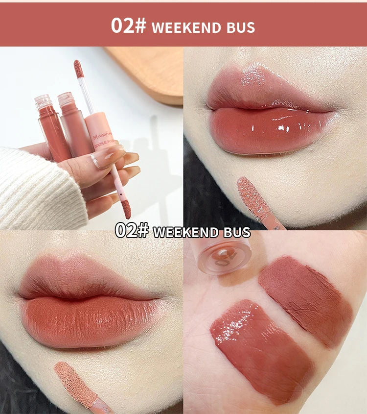 Matte Mirror Double Ended Lip Gloss Velvet Texture And Jelly Texture Moisturizing And Easy To Apply Lip Liquid Lipstick