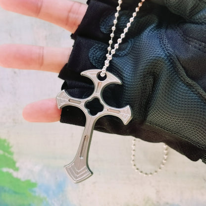 Cross Necklace For Men Self Defense Keychain Accessories With Beads Chain Pendants EDC Multi Tools Fashion Jewelry Cool Gadgets