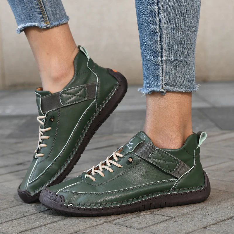 Handmade Women's Shoes Casual Ankle Boots Comfortable Slip-Resistant Breathable Shoes Elastic Strap Outdoor Walking Flat Shoes