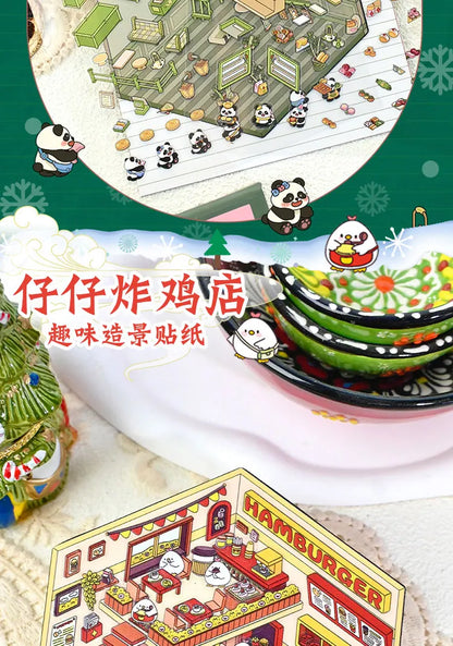 Christmas Theme DIY 3D Sticker Cartoon Pocket Cabin Scene Stacking and Pasting Festival Birthday Gift for Kid Child Student