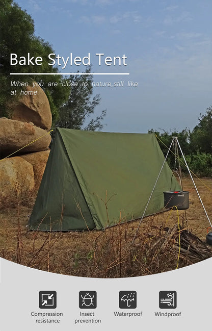 Bushcraft Tent Baker Style Outdoor Camping Multifunction Bushcraft Shelter Woodland Tent Backwoods Hot Tents for 2 Persons