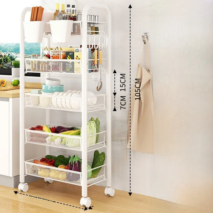 Kitchen Storage Ra Doorstep Drop off Mobile Cart Standalone Floor-Mounted Multi-Functional Organizer for Cooking Utensils