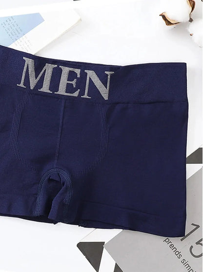 5 PCs Men's High Elastic Plain Color Comfortable Boxer Briefs Panties Breathable Pantyhose
