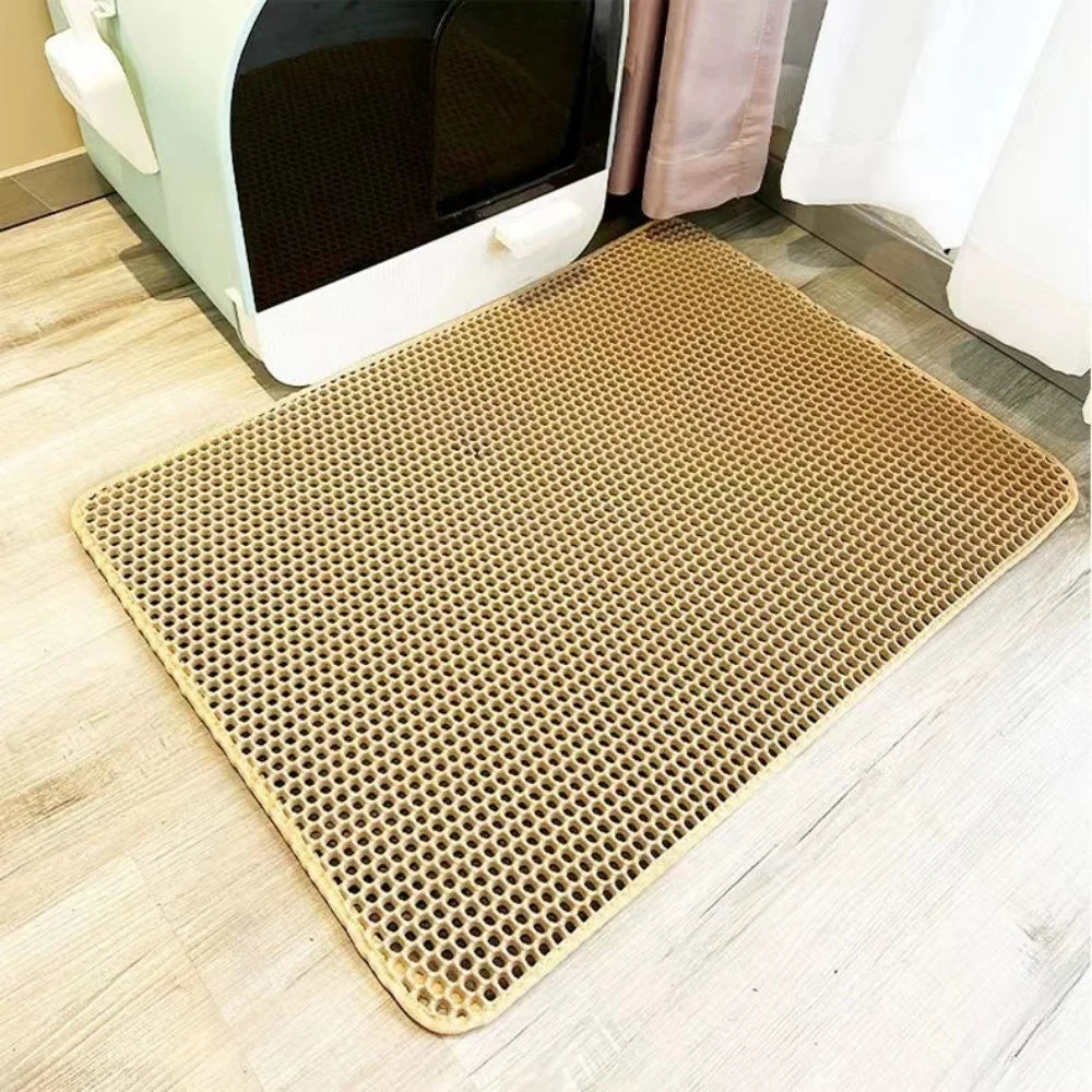 Large Waterproof Double Layer Cat Litter Mat Non-Slip Washable Pet Litter Box Mat Durable Sand Trapper Easy Clean Cat Toilet Mat