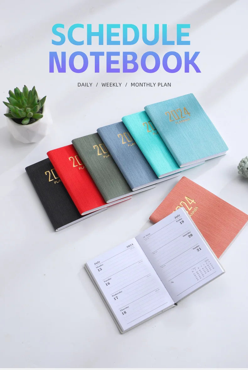 365-Day 2025 Portable A7 Pocket Planner Pu Cover Daily Weekly Schedule Notebook Calendar Journal School Office Supplies Agenda