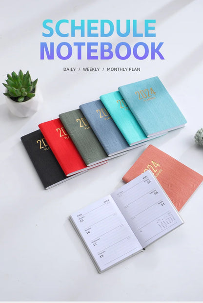365-Day 2025 Portable A7 Pocket Planner Pu Cover Daily Weekly Schedule Notebook Calendar Journal School Office Supplies Agenda