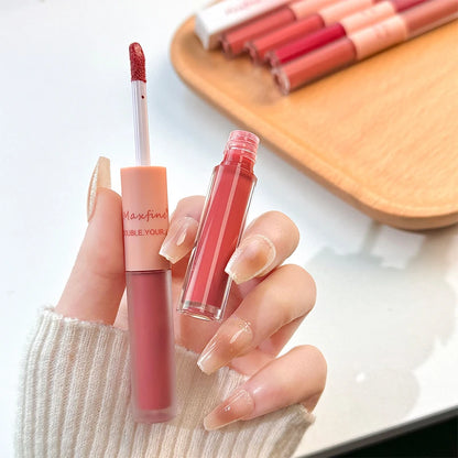 Double headed Lip Glaze Long lasting Matte Waterproof and Sweatproof Lipstick Sexy Lip Makeup for Daily Use