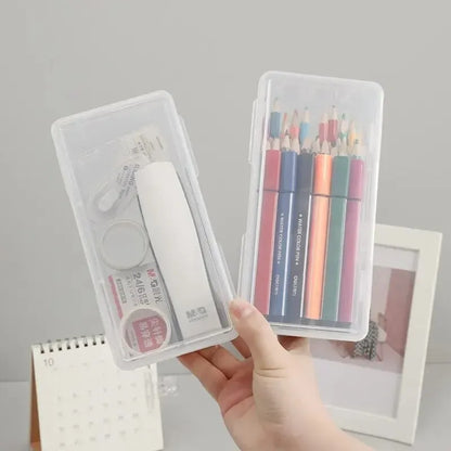 1PC Transparent Pencil Case Sketch Plastic Pencil Case Storage Case Art Student Pencil Case Large Capacity Toolbox