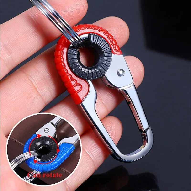 Men's Stainless Steel Keychain Hook Outdoor Carabiner Double Ring Climbing Tool Fishing Key Ring Car Accessories Durable Stylish
