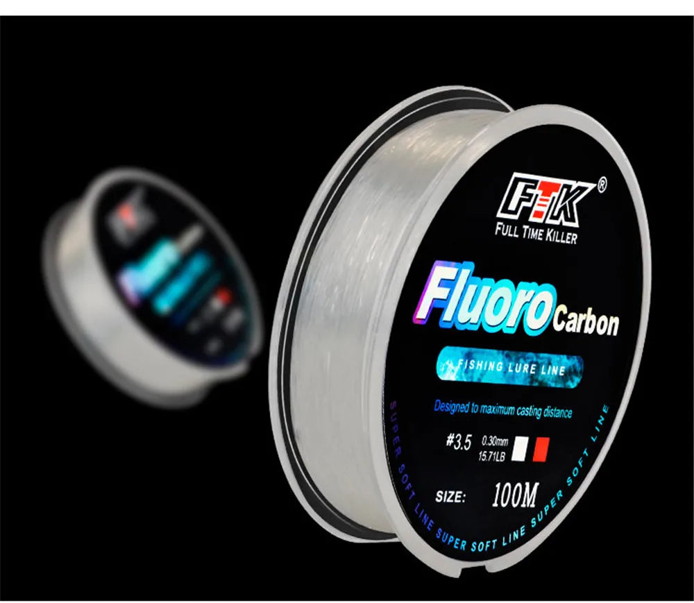 100m Fluorocarbon Bait Fishing Line, Carbon Fiber Fly Fishing, Wild Fishing, Sea Fishing, Fishing Accessories, Tools, Outdoor