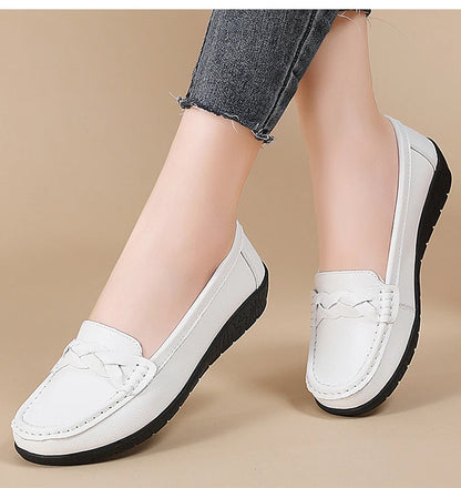 Shoes Women 2025 New Loafers Slip On Flats Leather Shoes Woman Comfortable Flat Shoes Women White Zapatos Mujer Women's Footwear