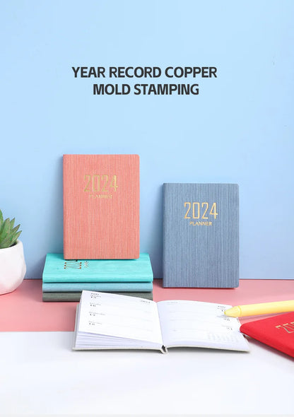 365-Day 2025 Portable A7 Pocket Planner Pu Cover Daily Weekly Schedule Notebook Calendar Journal School Office Supplies Agenda