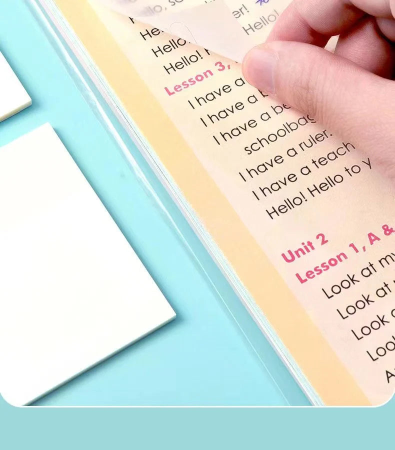 50 Sheets PET Transparent Sticky Notes Perspective Waterproof Clear Fluorescence Memo Pad Stationery School Office Supplies
