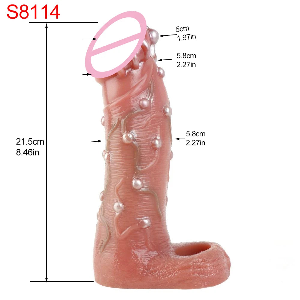 SXXY Silicone Penis Sleeve For Cock Enlargement Lengthen Men Reusable Condom Penis Ring Delayed Ejaculation