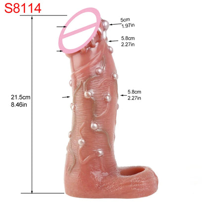 SXXY Silicone Penis Sleeve For Cock Enlargement Lengthen Men Reusable Condom Penis Ring Delayed Ejaculation