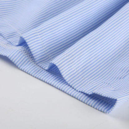 Striped Print Casual Shorts for Women Elastic Waist Fashion Button Bottoms Streetwear Chic Basic Y2K Loose Shorts