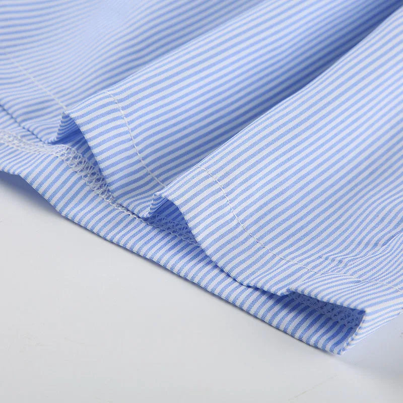 Women's Striped Print Casual Elastic Waist Shorts Y2K Loose Fit Summer Streetwear Chic Basic Fashion Button Detail