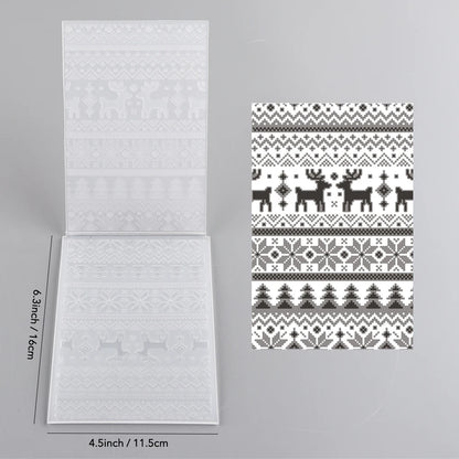 3D Embossing Folder Reindeer Christmas Tree Repitition Doodle Pattern for DIY Scrapbook Paper Card Adding Textured Album Craft