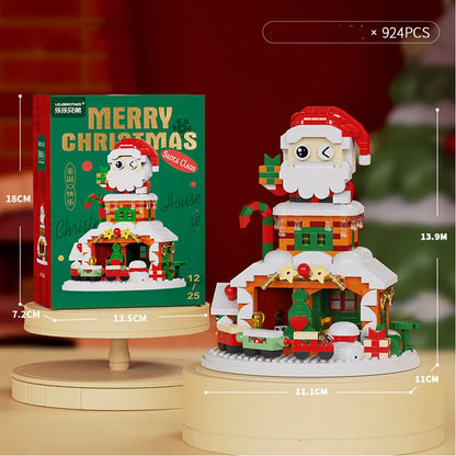 Christmas Gifts Micro Building Block Series Santa Claus Reindeer Puzzle Assembling Bricks Table Decoration Toys Children Kids