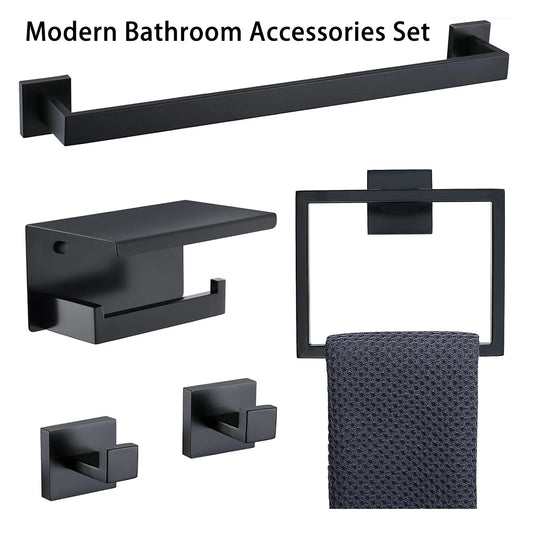Bathroom Set  Stainless Steel Towel Ring Holder Toilet Paper Holder  Towel Bar  Rail Rack  Hanger Hook  Bathroom Hardware Set