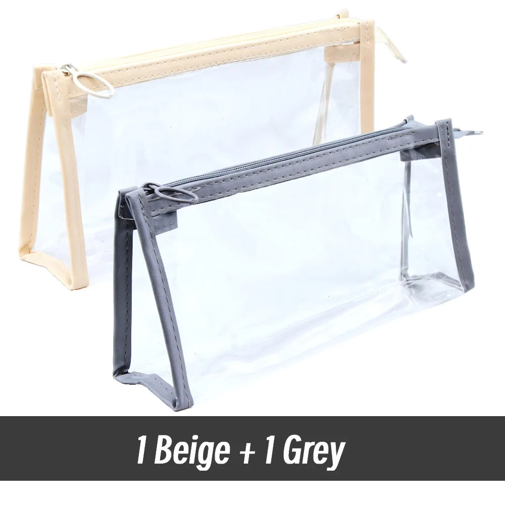 Transparent Triangular Pencil Case Large Capacity Simple Pen Bag Kawaii Cosmetic Bag School Study Stationery Office Supplies