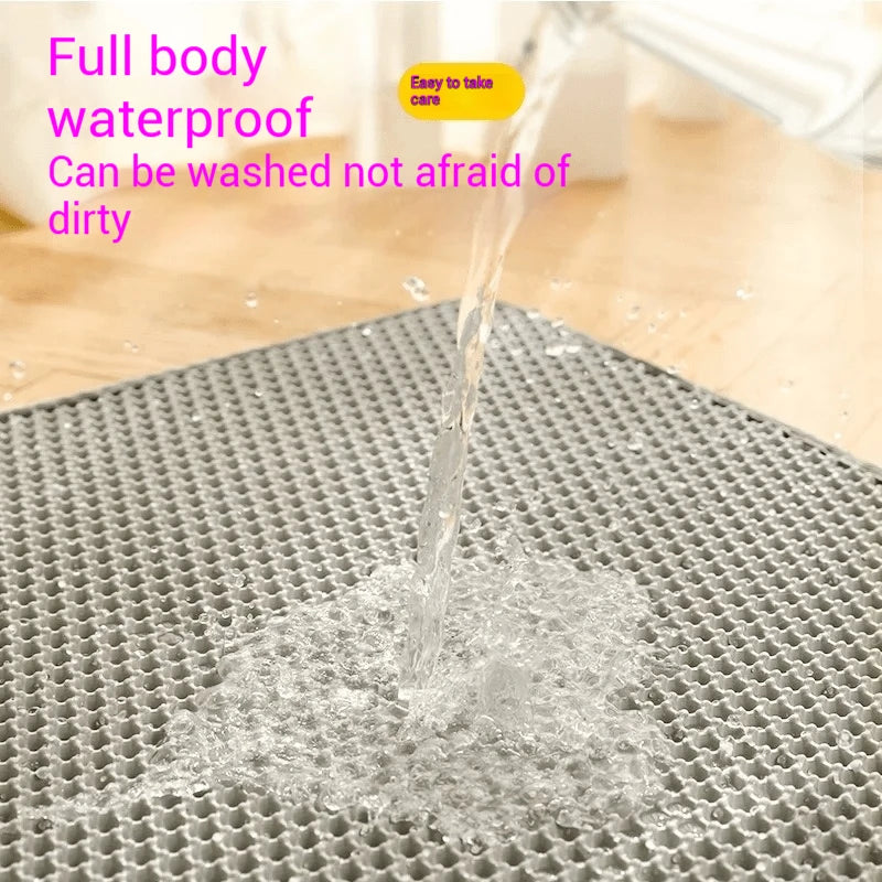 Large Waterproof Double Layer Cat Litter Mat Non-Slip Washable Pet Litter Box Mat Durable Sand Trapper Easy Clean Cat Toilet Mat