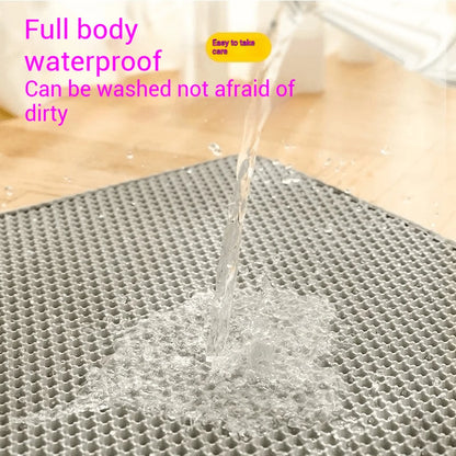 Large Waterproof Double Layer Cat Litter Mat Non-Slip Washable Pet Litter Box Mat Durable Sand Trapper Easy Clean Cat Toilet Mat