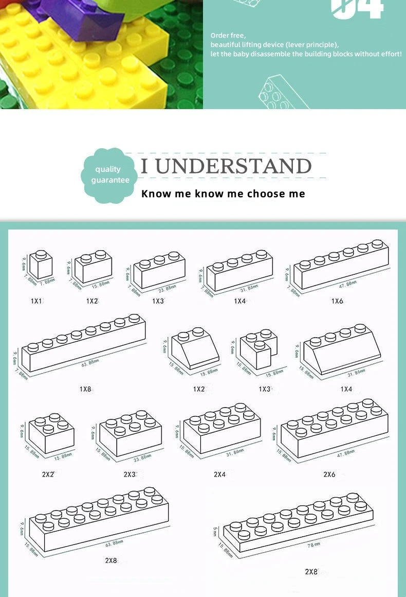 HOMEFISH 1000 DIY creative building blocks bulk set Urban Classic building Assembled birthday gift children's educational toys