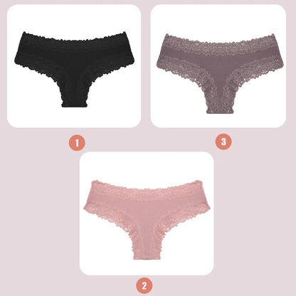 3/5PCS Lace Seamless Cotton Panties Ribbed Brazilian Pants Low Waist Women Panties Breathable Girls Underwear Plus Size Lingerie