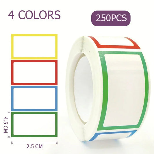 250PCs Waterproof Blank Stickers Self Adhesive Assorted Removable Label Stickers Name Tag Bottle File Office School Supplies