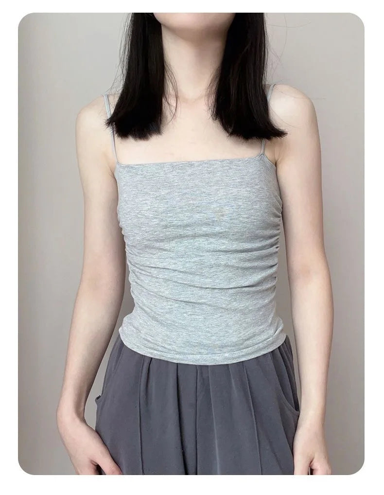 Clearance_New Summer Simple Cotton Sling Camisole Women Girls Crop Top Sleeveless Shirt Lady Bra Tops Straps Skinny Camisole Bas